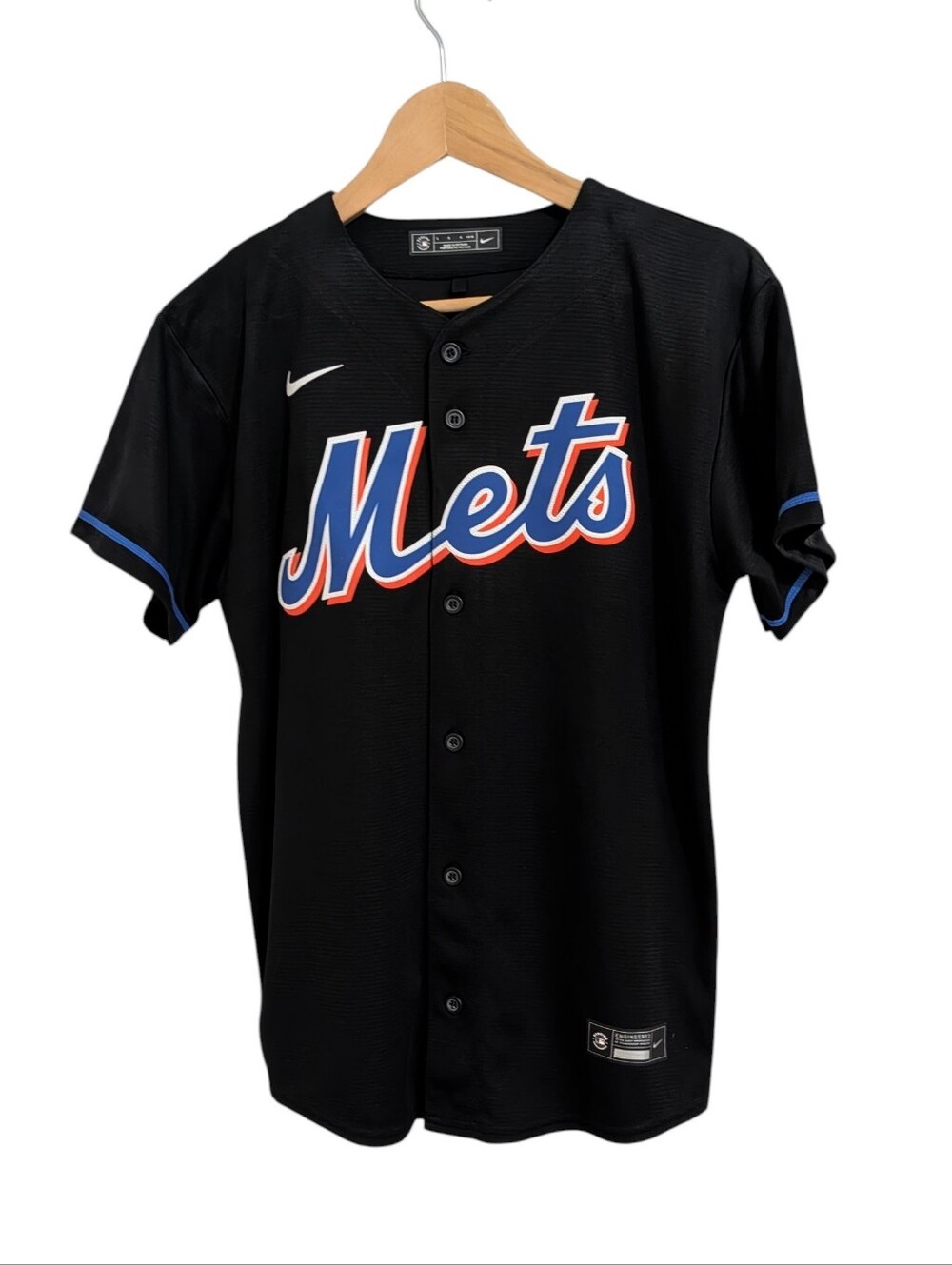 Nike MLB Black NY Mets Jersey Buttoned Sports Fan Baseball Youth L